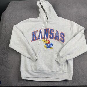 Kansas Jayhawks Hoodie Womens Medium Long Sleeve Gray Sweatshirt Basketball